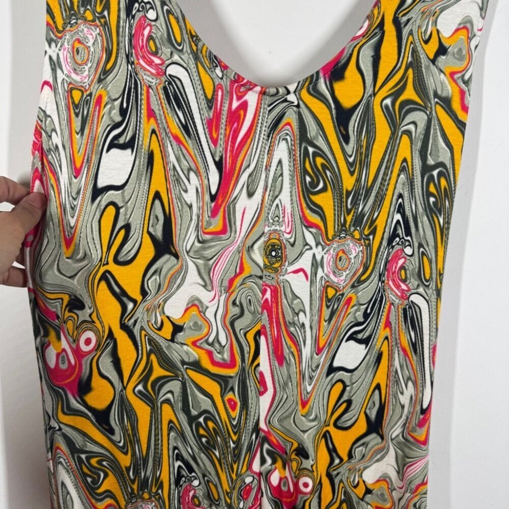 Abstract Maxi Dress Size S/M Multicolor Sleeveless Flowy Greek Summer Boho - Picture 9 of 13